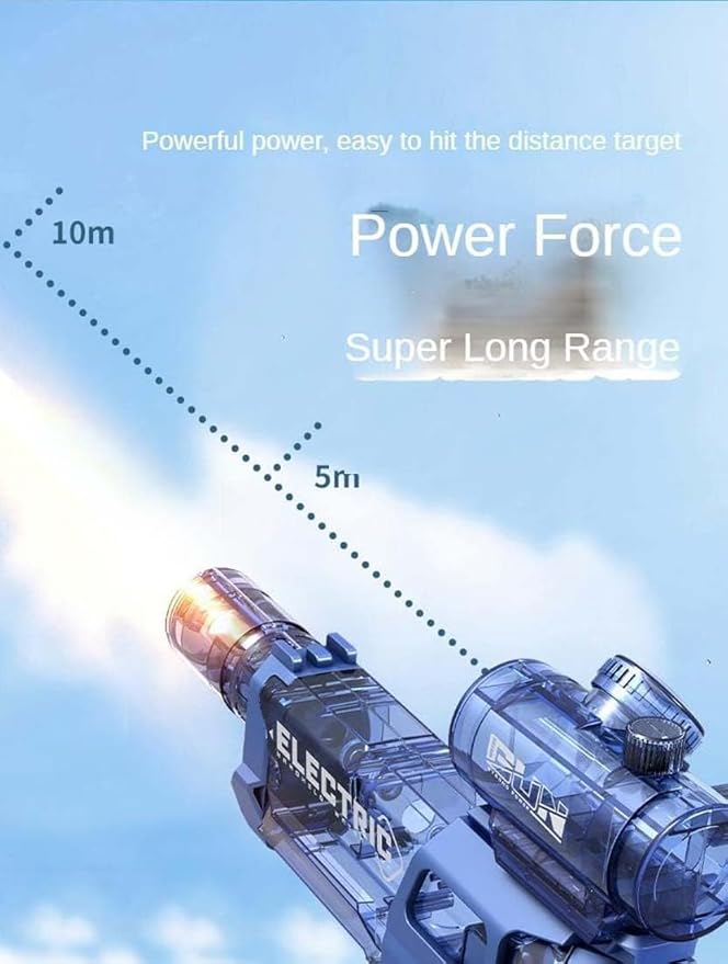 Ultimate Battle Blaster Long Range Motorised Water Gun with Interactive Lighting,Electric Water Guns for Kid,Automatic Water Gun Pistols,Rechargeable Water Sprayer Squirt Guns Blaster Pistol (Black) - Famous Flynn