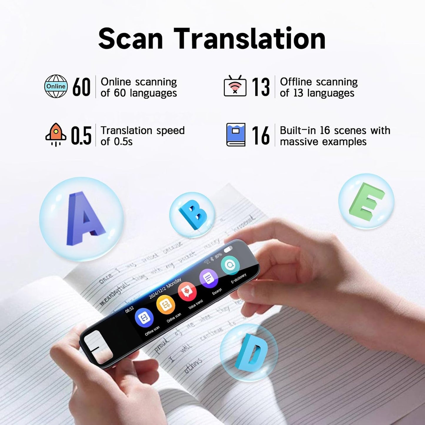Scan Reader Pen - 134 Languages Translator for Dyslexia & Learning Support