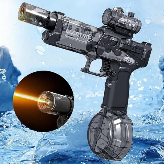 Ultimate Battle Blaster Long Range Motorised Water Gun with Interactive Lighting,Electric Water Guns for Kid,Automatic Water Gun Pistols,Rechargeable Water Sprayer Squirt Guns Blaster Pistol (Black) - Famous Flynn